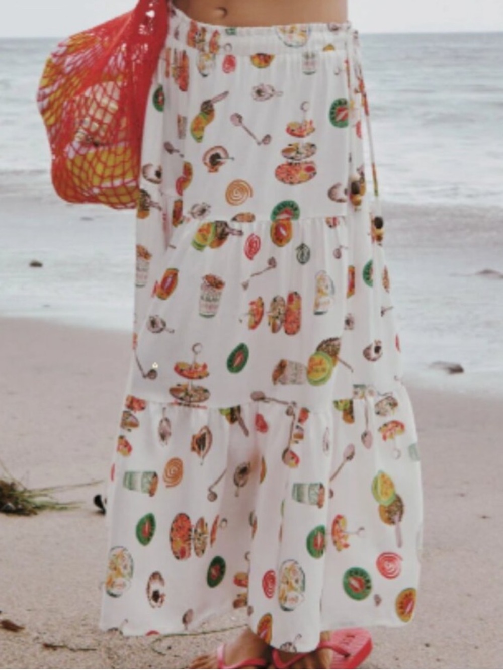 Lisa Says Gah! Andre Maxi Skirt linen Blend Caviar Print Size Small